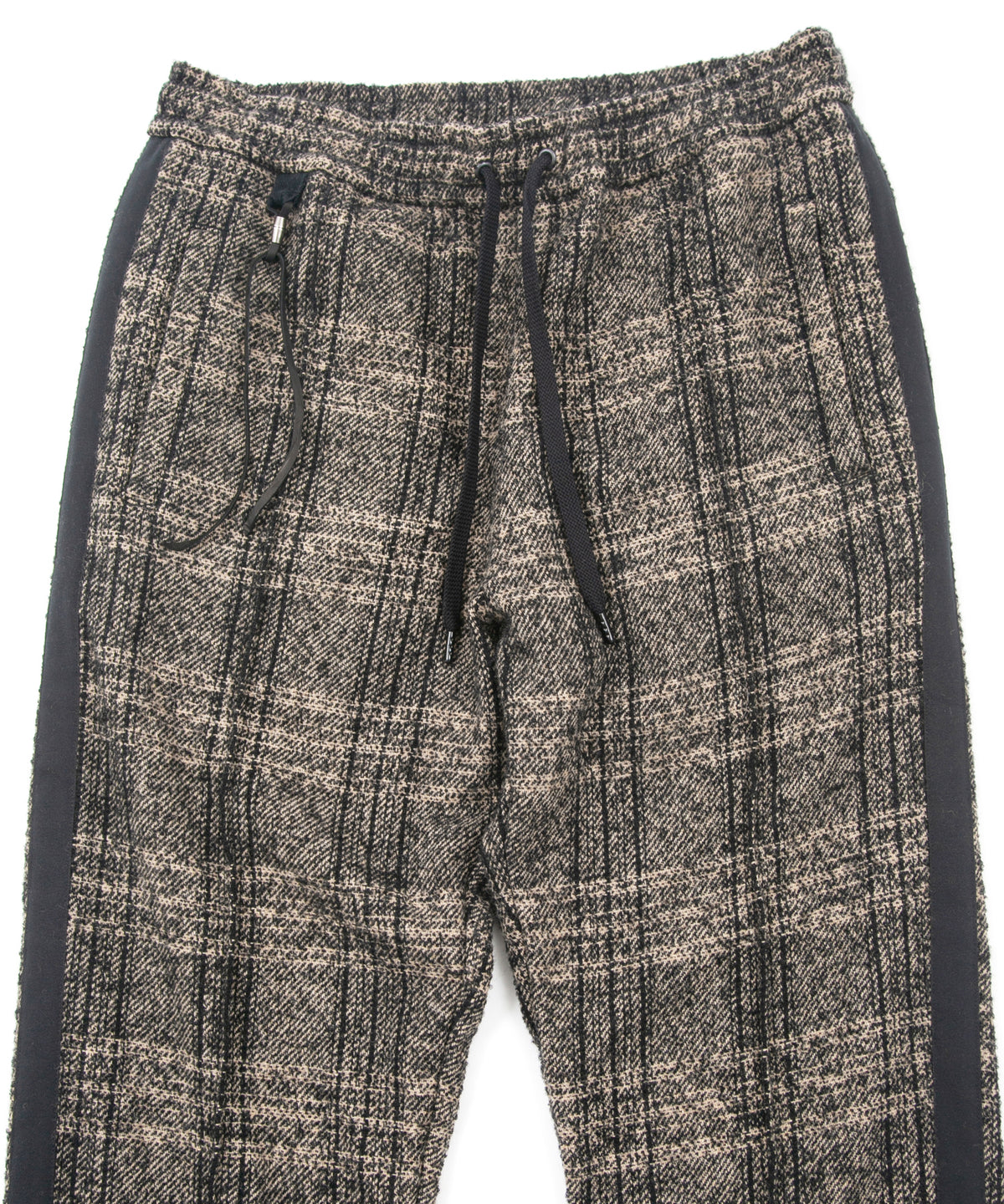 ループ ツィード チェック トラック テーパードパンツ - BROWN