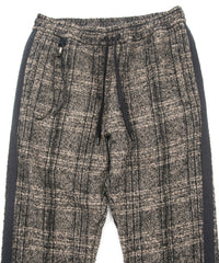 ループ ツィード チェック トラック テーパードパンツ - BROWN