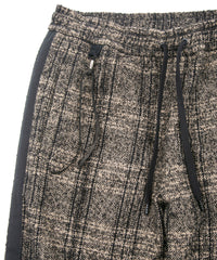 ループ ツィード チェック トラック テーパードパンツ - BROWN