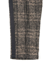 ループ ツィード チェック トラック テーパードパンツ - BROWN