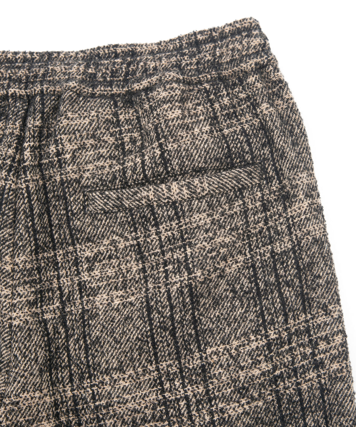 ループ ツィード チェック トラック テーパードパンツ - BROWN