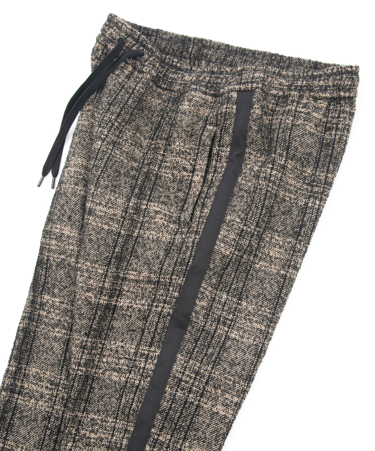 ループ ツィード チェック トラック テーパードパンツ - BROWN