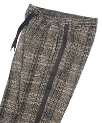 ループ ツィード チェック トラック テーパードパンツ - BROWN