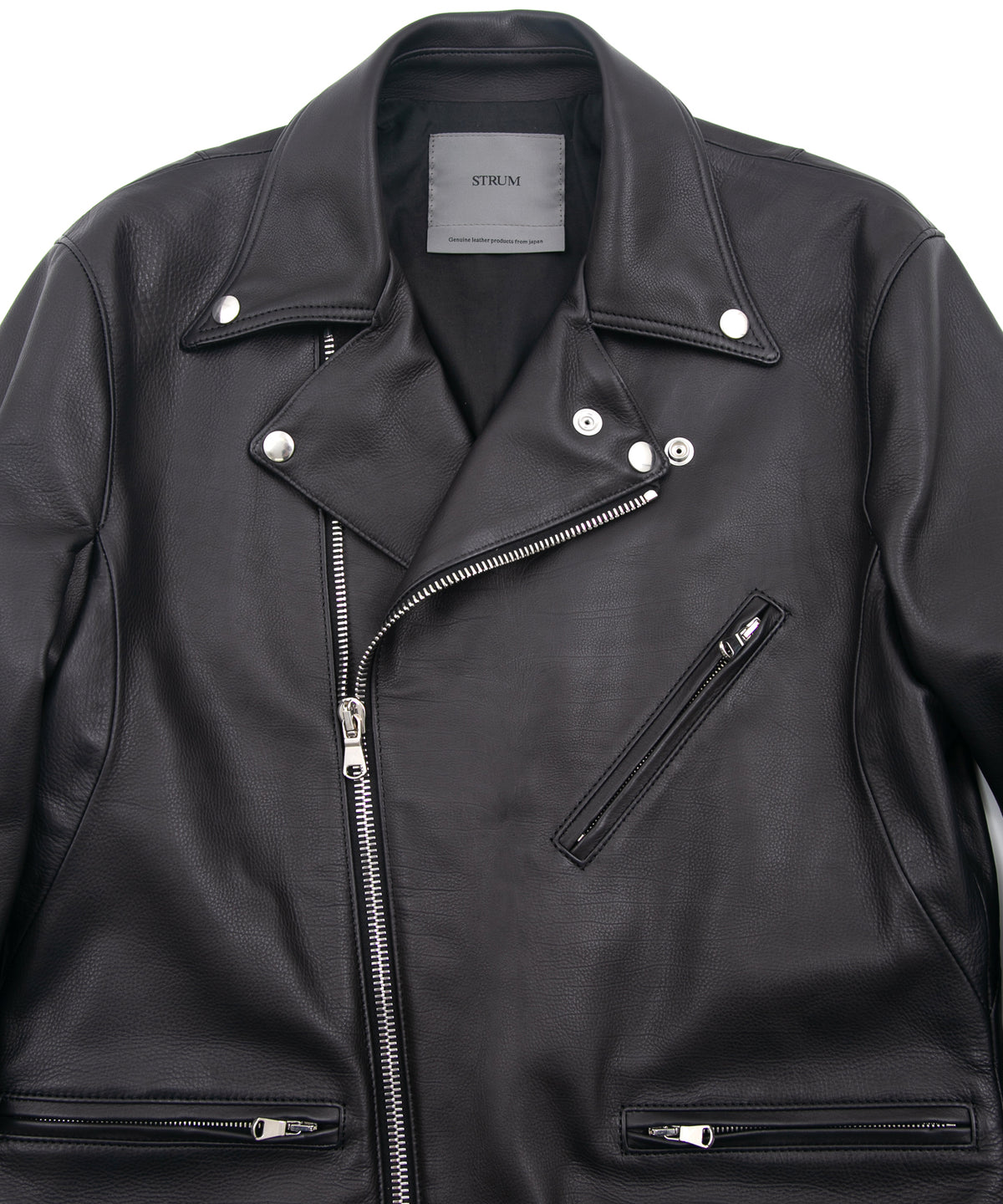 オイルカーフ SPEEDER ダブルライダースジャケット - BLACK