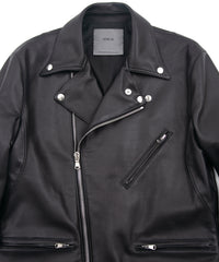オイルカーフ SPEEDER ダブルライダースジャケット - BLACK
