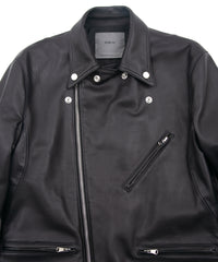 オイルカーフ SPEEDER ダブルライダースジャケット - BLACK