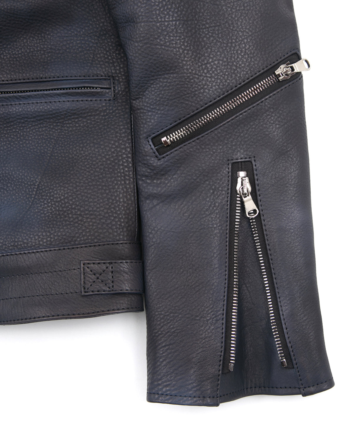 白鞣し × ベジタブルタンニン鞣し カーフ スキン Burning dyed - 燃焼製品染め SPEEDER ダブルライダースジャケット - JEAN BLACK