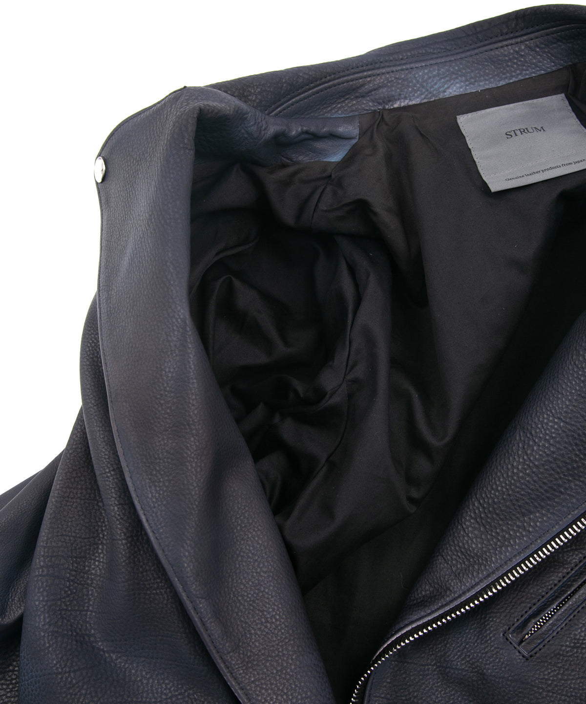 白鞣し × ベジタブルタンニン鞣し カーフ スキン Burning dyed - 燃焼製品染め SPEEDER ダブルライダースジャケット - JEAN BLACK