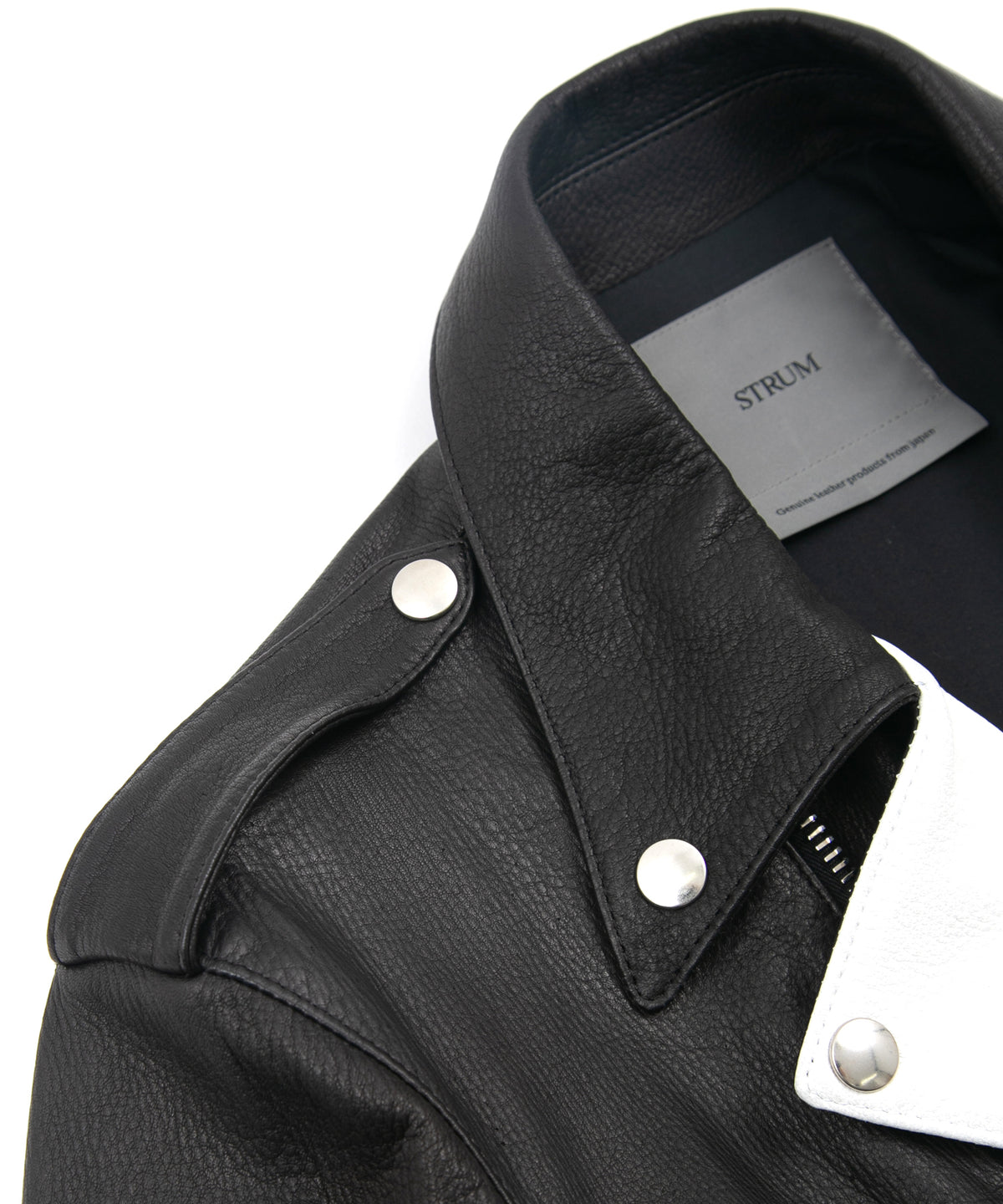 白鞣し × 黒染め ディアスキン 2トーン JOEY ダブルライダースジャケット - BLACK × WHITE