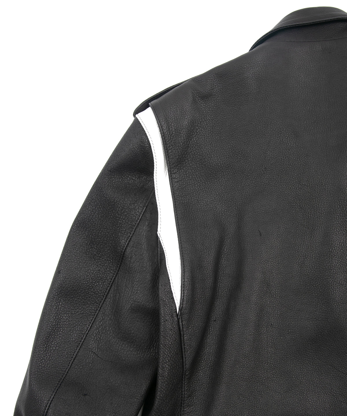 白鞣し × 黒染め ディアスキン 2トーン JOEY ダブルライダースジャケット - BLACK × WHITE