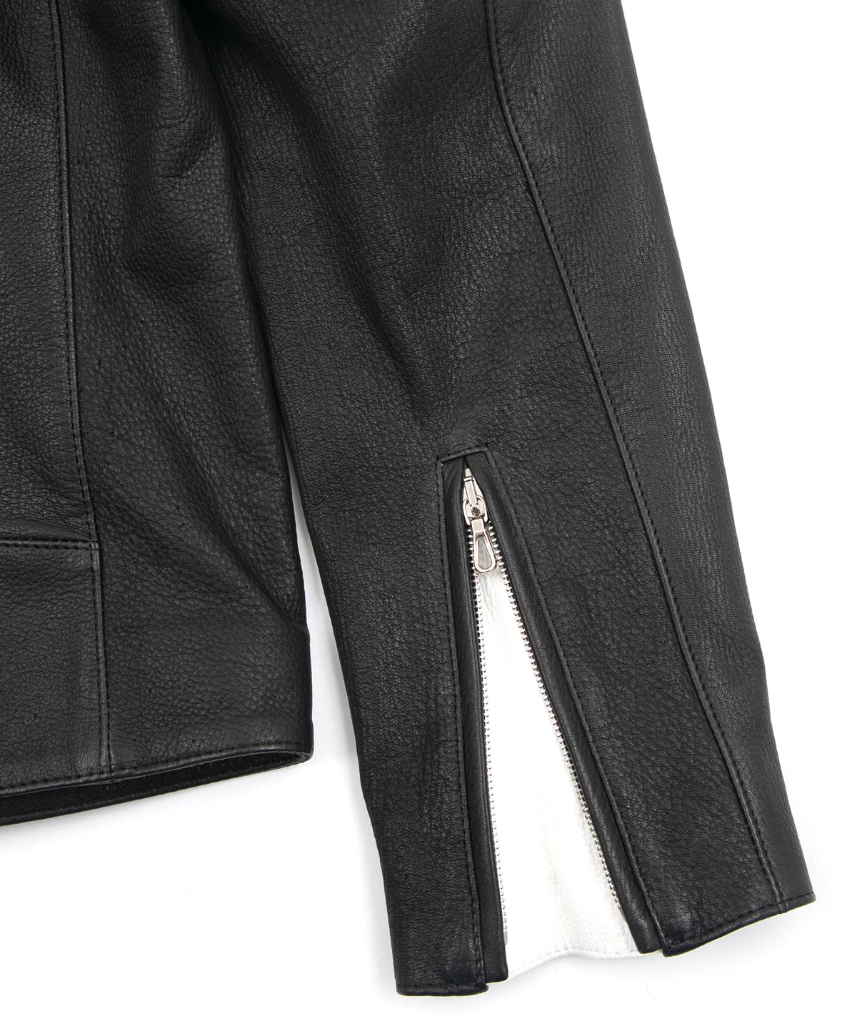 白鞣し × 黒染め ディアスキン 2トーン JOEY ダブルライダースジャケット - BLACK × WHITE