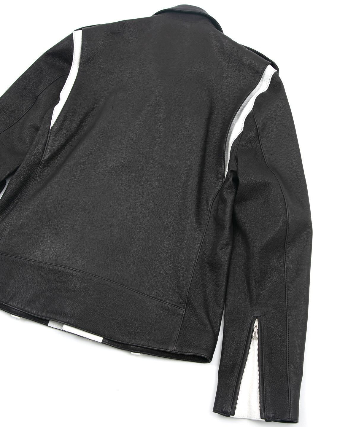 白鞣し × 黒染め ディアスキン 2トーン JOEY ダブルライダースジャケット - BLACK × WHITE