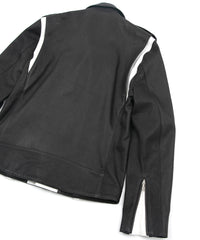 白鞣し × 黒染め ディアスキン 2トーン JOEY ダブルライダースジャケット - BLACK × WHITE