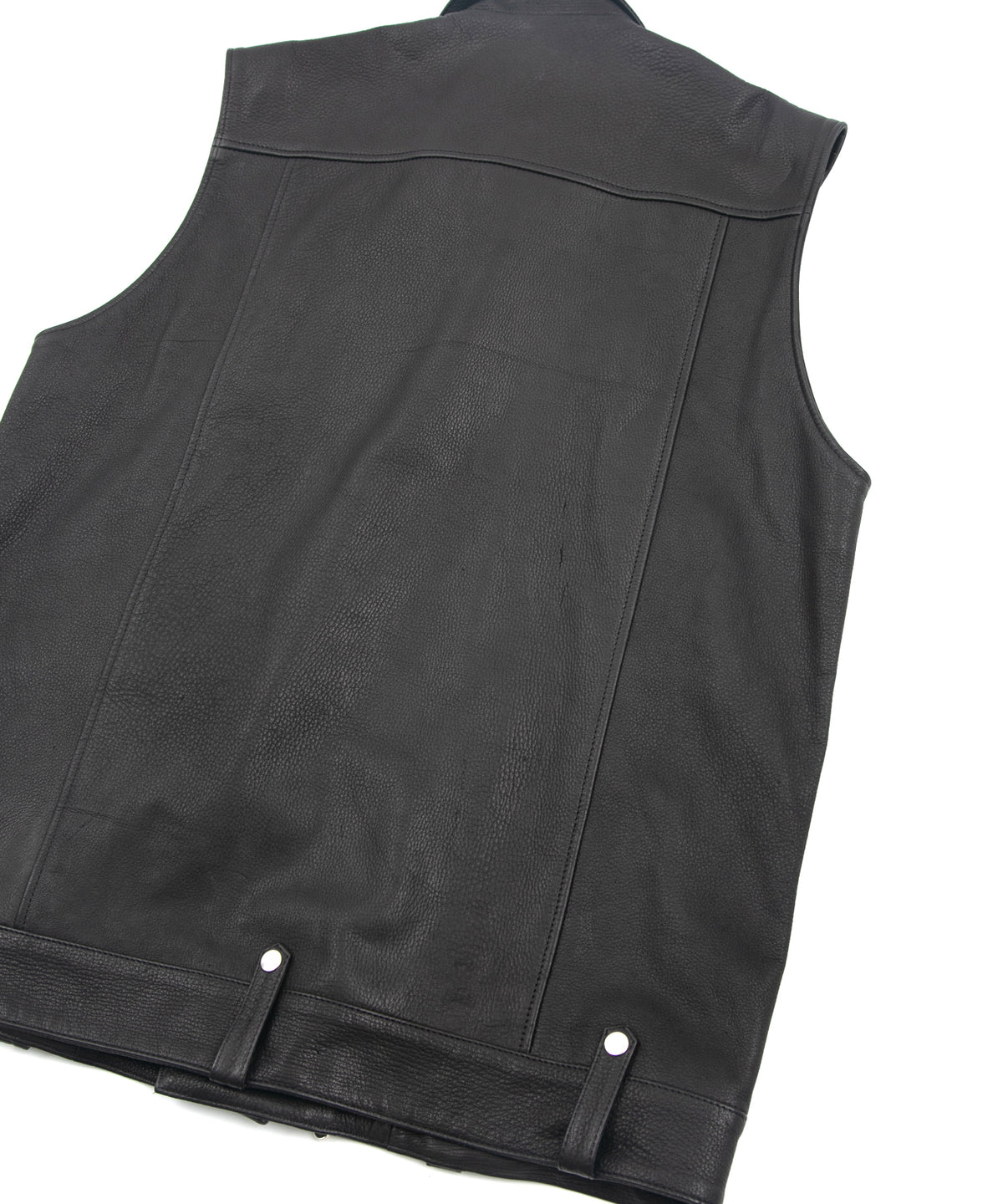 白鞣し × 黒染め ディアスキン RENTON ダブルライダースベスト - BLACK