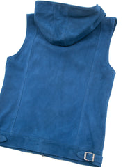 Sheepskin Suede SHARON Hoodie Vest - BLUE