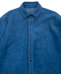 Sheepskin Suede EDDIE Western Shirt - BLUE
