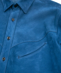 Sheepskin Suede EDDIE Western Shirt - BLUE