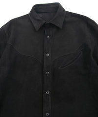 Sheepskin Suede EDDIE Western Shirt - BLACK