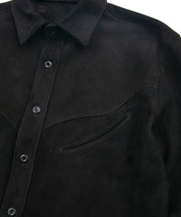 Sheepskin Suede EDDIE Western Shirt - BLACK