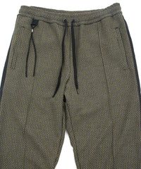 ポリ レーヨン ストレッチ ドビー トラック テーパードパンツ - YELLOW × NAVY