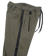 ポリ レーヨン ストレッチ ドビー トラック テーパードパンツ - YELLOW × NAVY