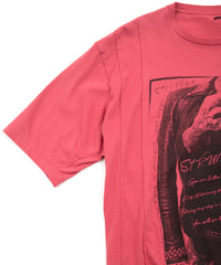 30/- Natural soft jersey "FxxK THE WORLD" wide T-shirt (oversized) - RED