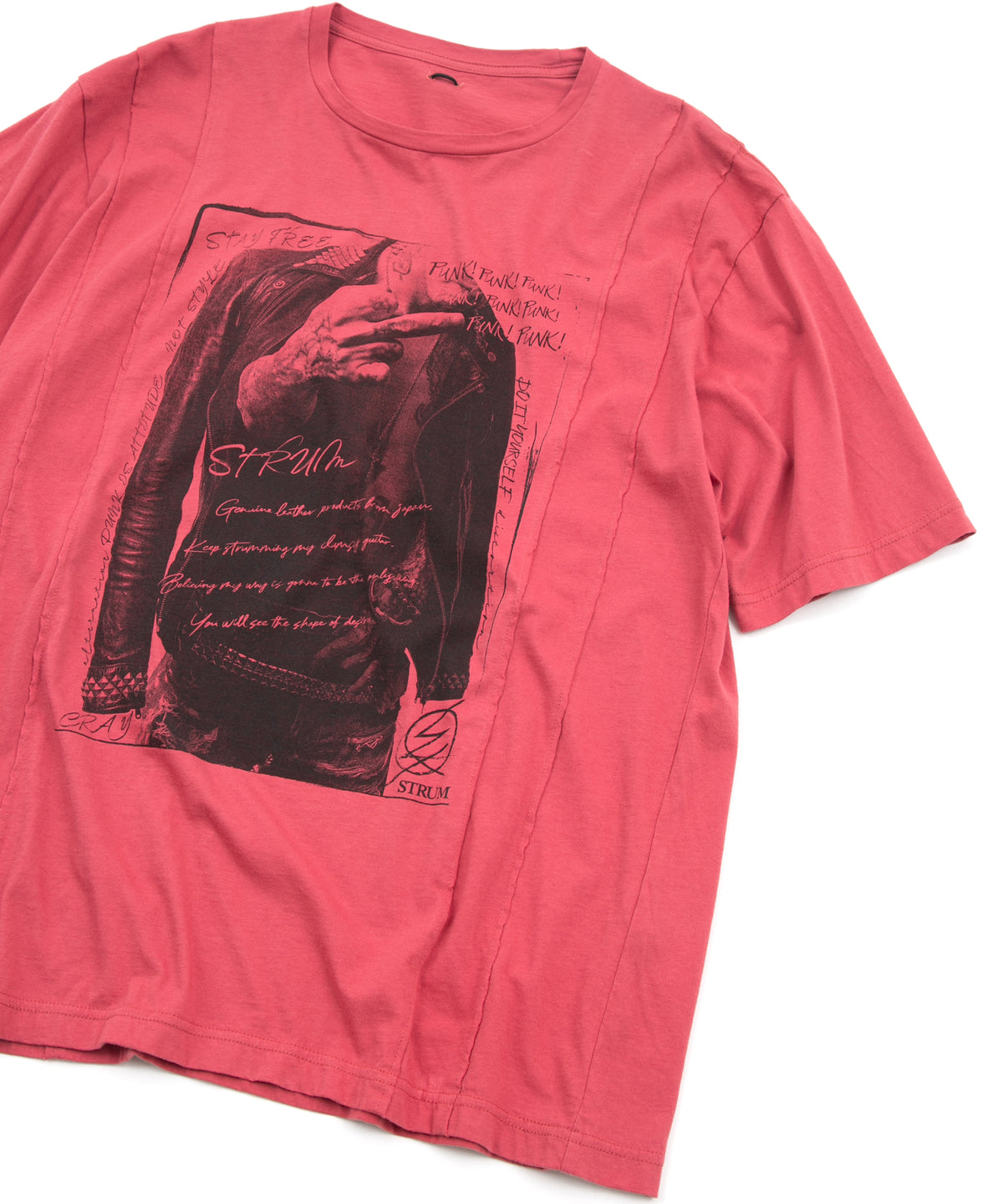 30/- Natural soft jersey "FxxK THE WORLD" wide T-shirt (oversized) - RED