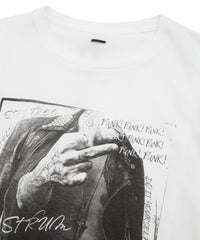 30/- Natural soft jersey "FxxK THE WORLD" wide T-shirt (oversized) - WHITE