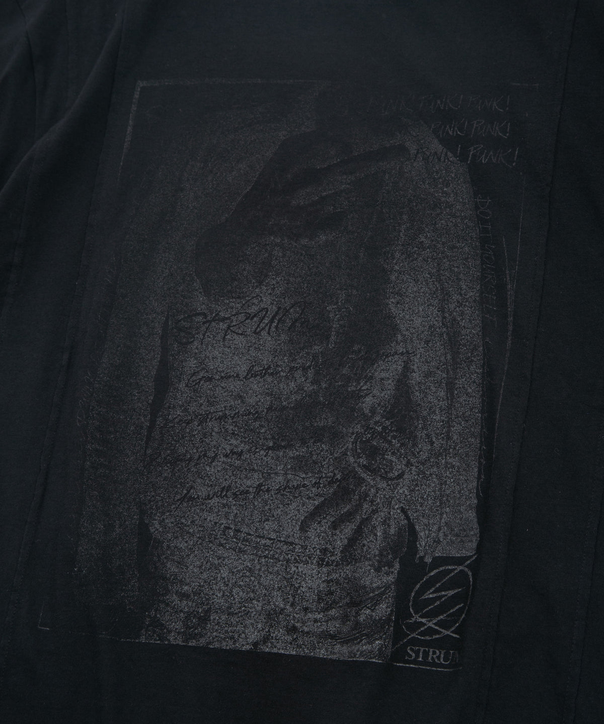 30/- Natural soft jersey "FxxK THE WORLD" wide T-shirt (oversized) - BLACK