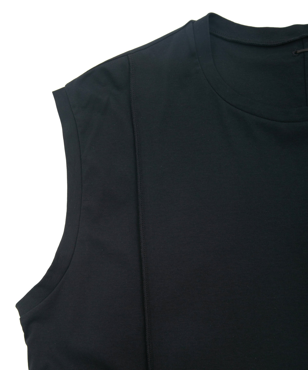 50/1 スーピマコットン ハイツイスト ダブル ジャージ ノースリーブカットソー - BLACK