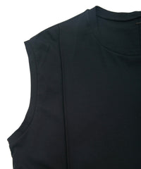 50/1 スーピマコットン ハイツイスト ダブル ジャージ ノースリーブカットソー - BLACK