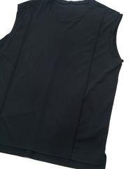 50/1 スーピマコットン ハイツイスト ダブル ジャージ ノースリーブカットソー - BLACK