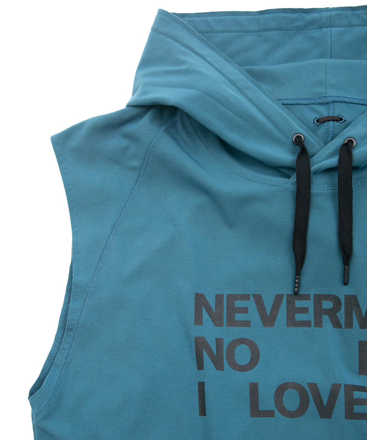 コットンナイロン ストレッチ ジャージ ノースリーブ フーディー - TURQUOISE