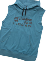 コットンナイロン ストレッチ ジャージ ノースリーブ フーディー - TURQUOISE