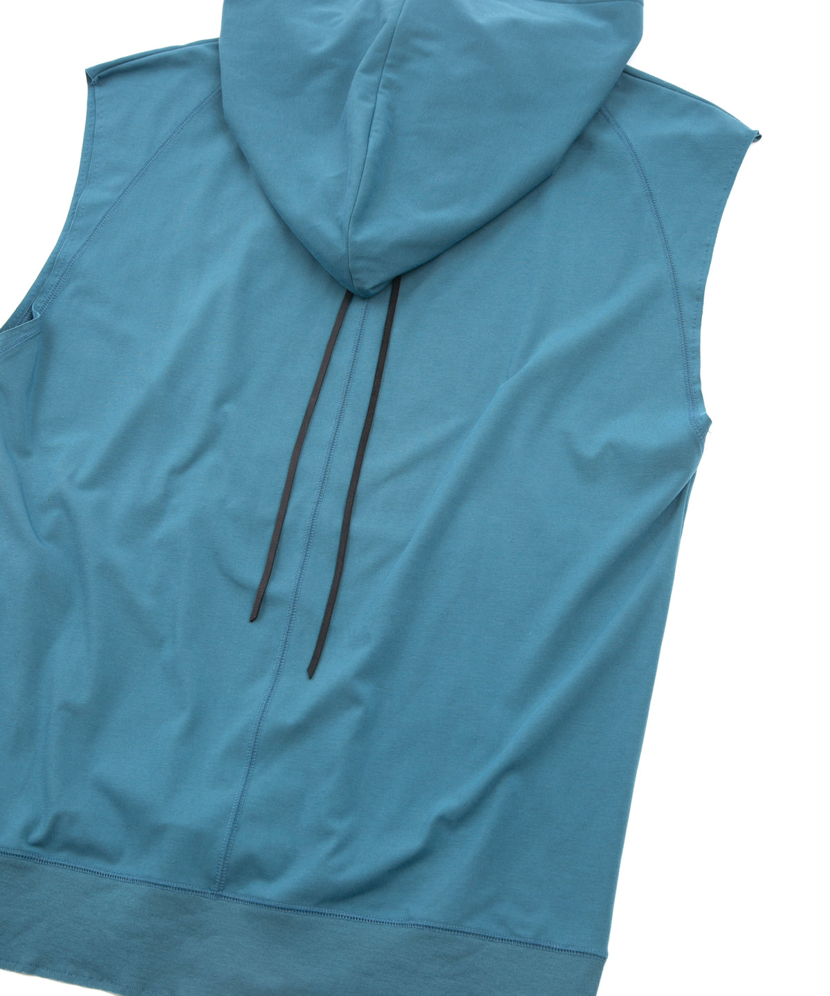 コットンナイロン ストレッチ ジャージ ノースリーブ フーディー - TURQUOISE