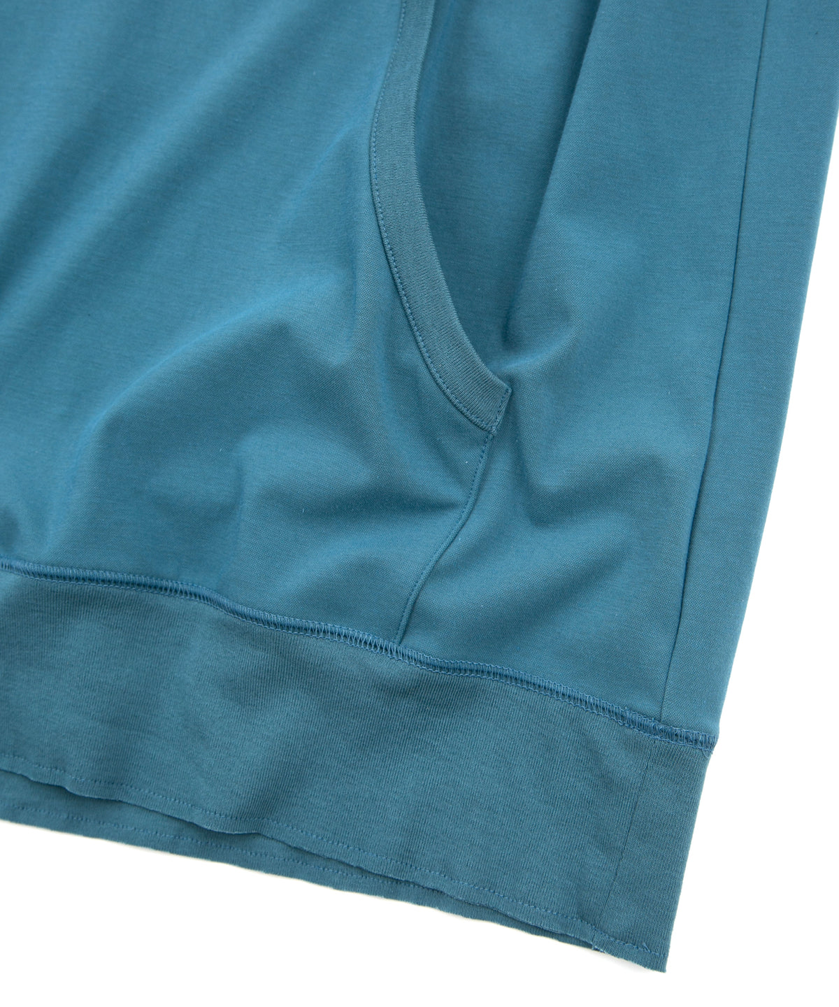 コットンナイロン ストレッチ ジャージ ノースリーブ フーディー - TURQUOISE