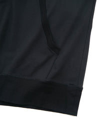 コットンナイロン ストレッチ ジャージ ノースリーブ フーディー - BLACK