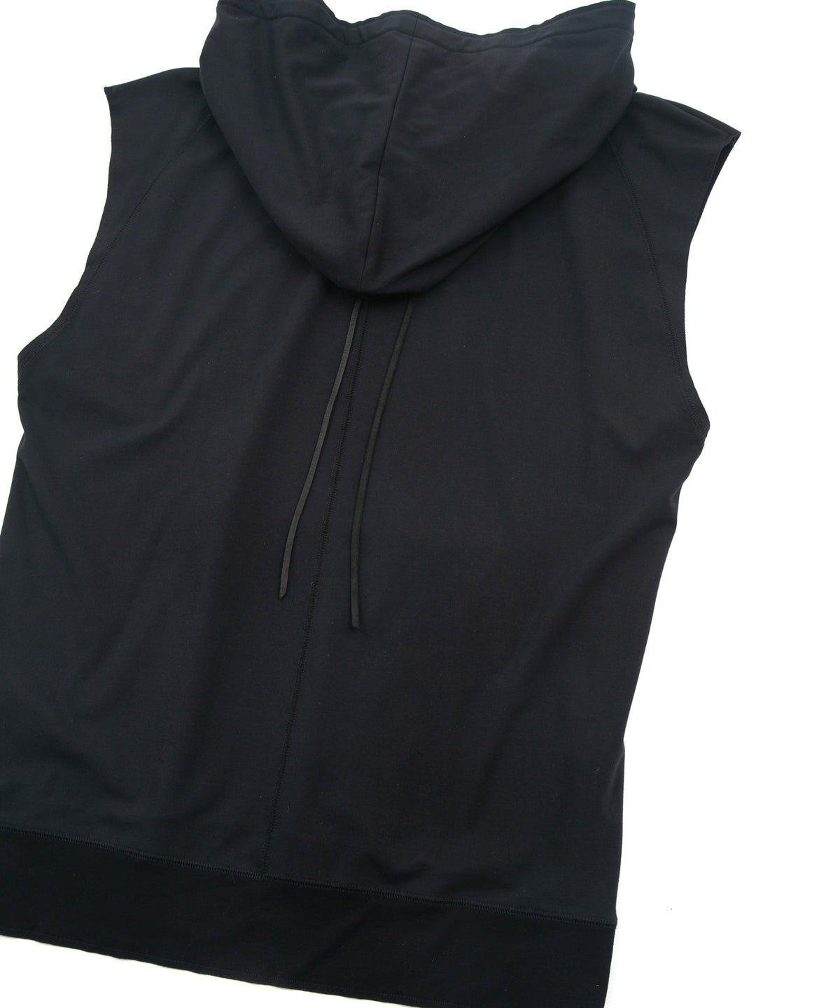 コットンナイロン ストレッチ ジャージ ノースリーブ フーディー - BLACK