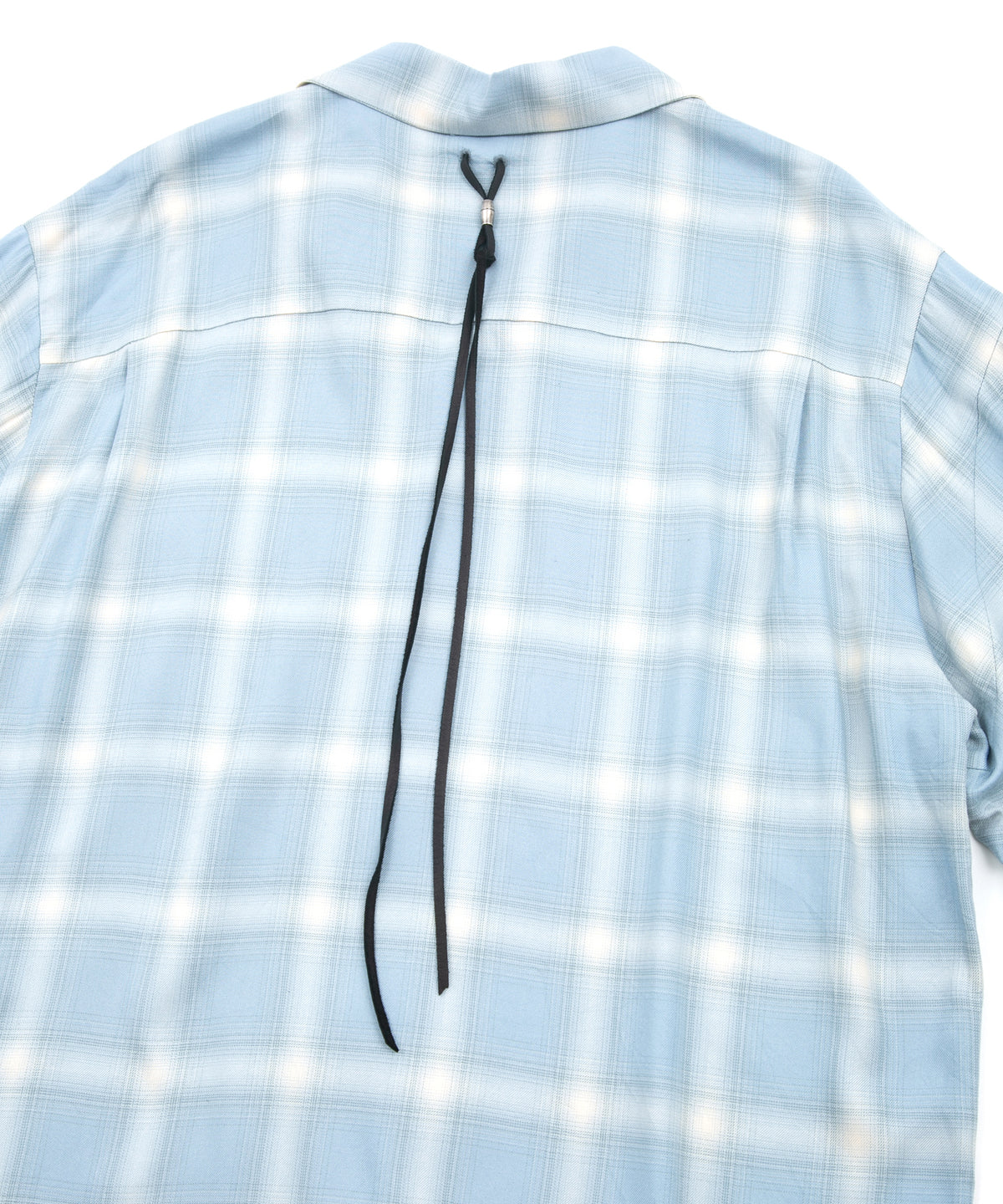 Rayon Tweed Ombre Check L/S Open Collar Shirt - BLUE