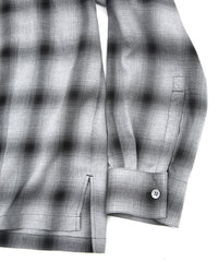 レーヨン ツイール オンブレーチェック L/S 開襟シャツ - BLACK