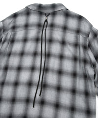 レーヨン ツイール オンブレーチェック L/S 開襟シャツ - BLACK