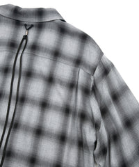 レーヨン ツイール オンブレーチェック L/S 開襟シャツ - BLACK