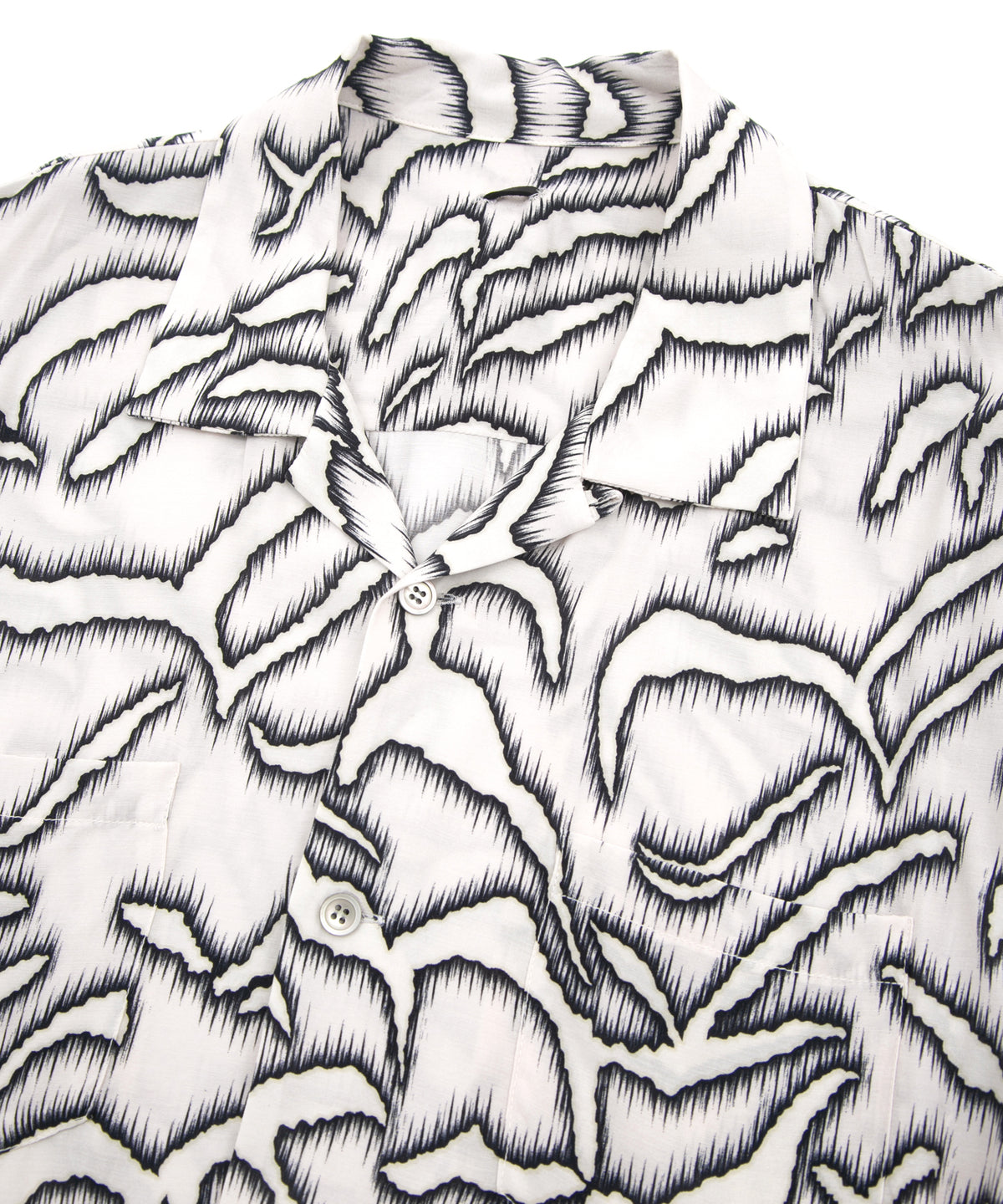 Cupra rayon print L/S open collar shirt - WHITE