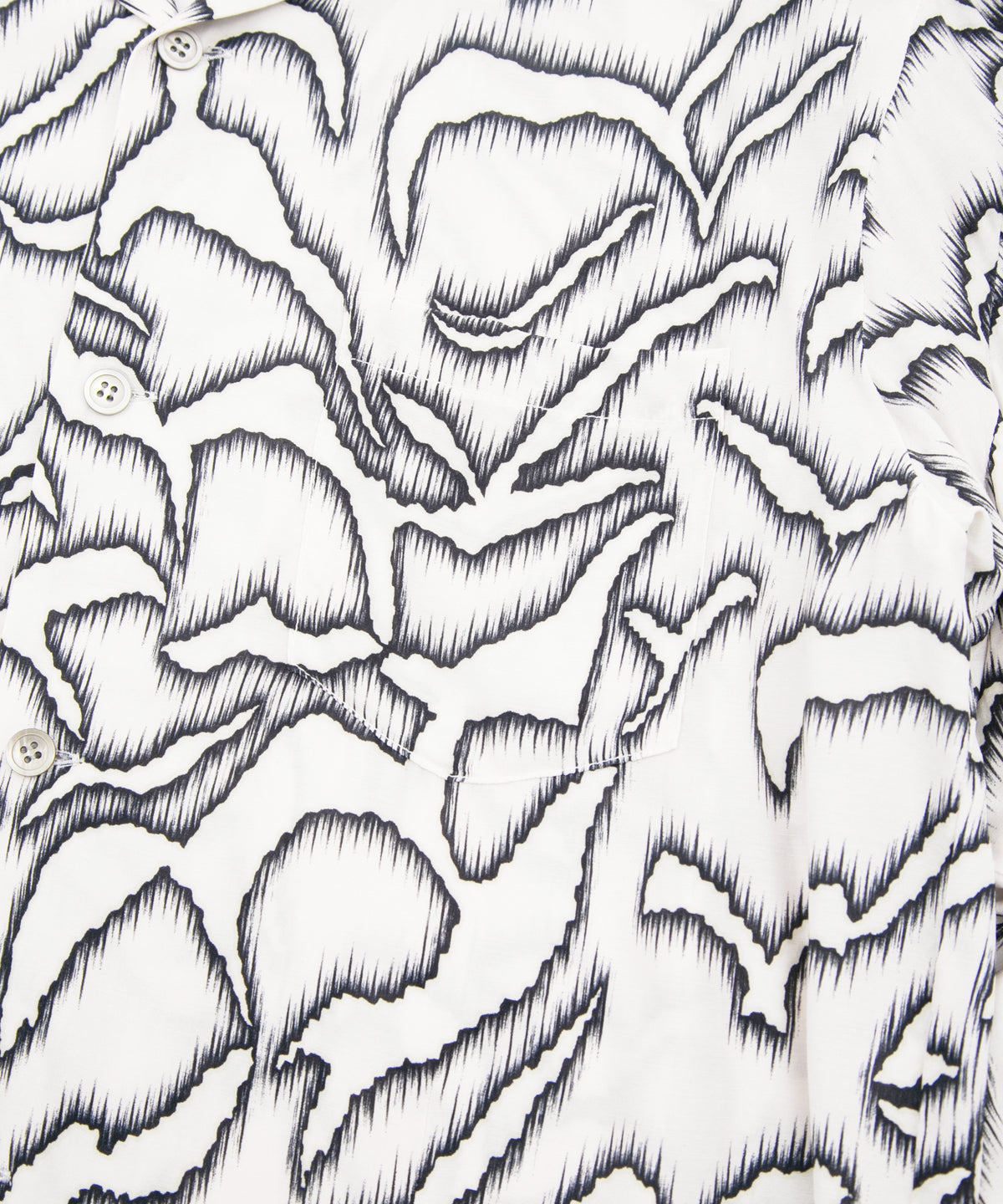 Cupra rayon print L/S open collar shirt - WHITE