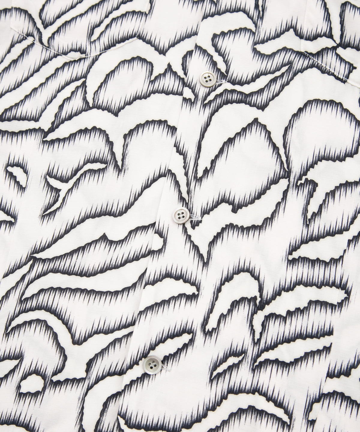 Cupra rayon print L/S open collar shirt - WHITE