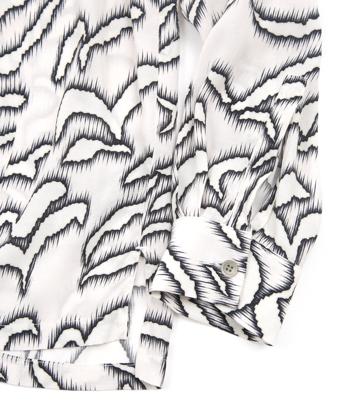 Cupra rayon print L/S open collar shirt - WHITE