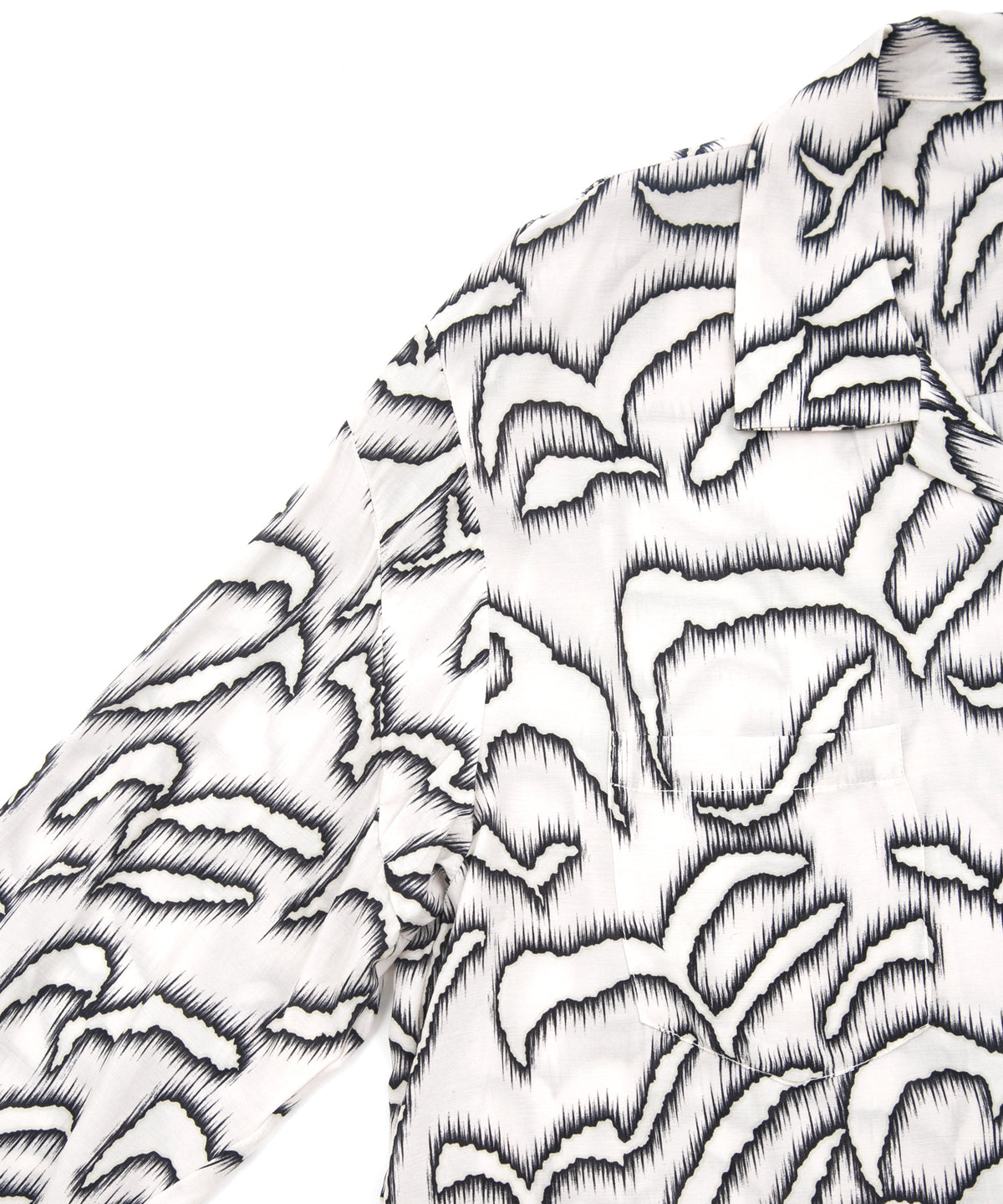 Cupra rayon print L/S open collar shirt - WHITE