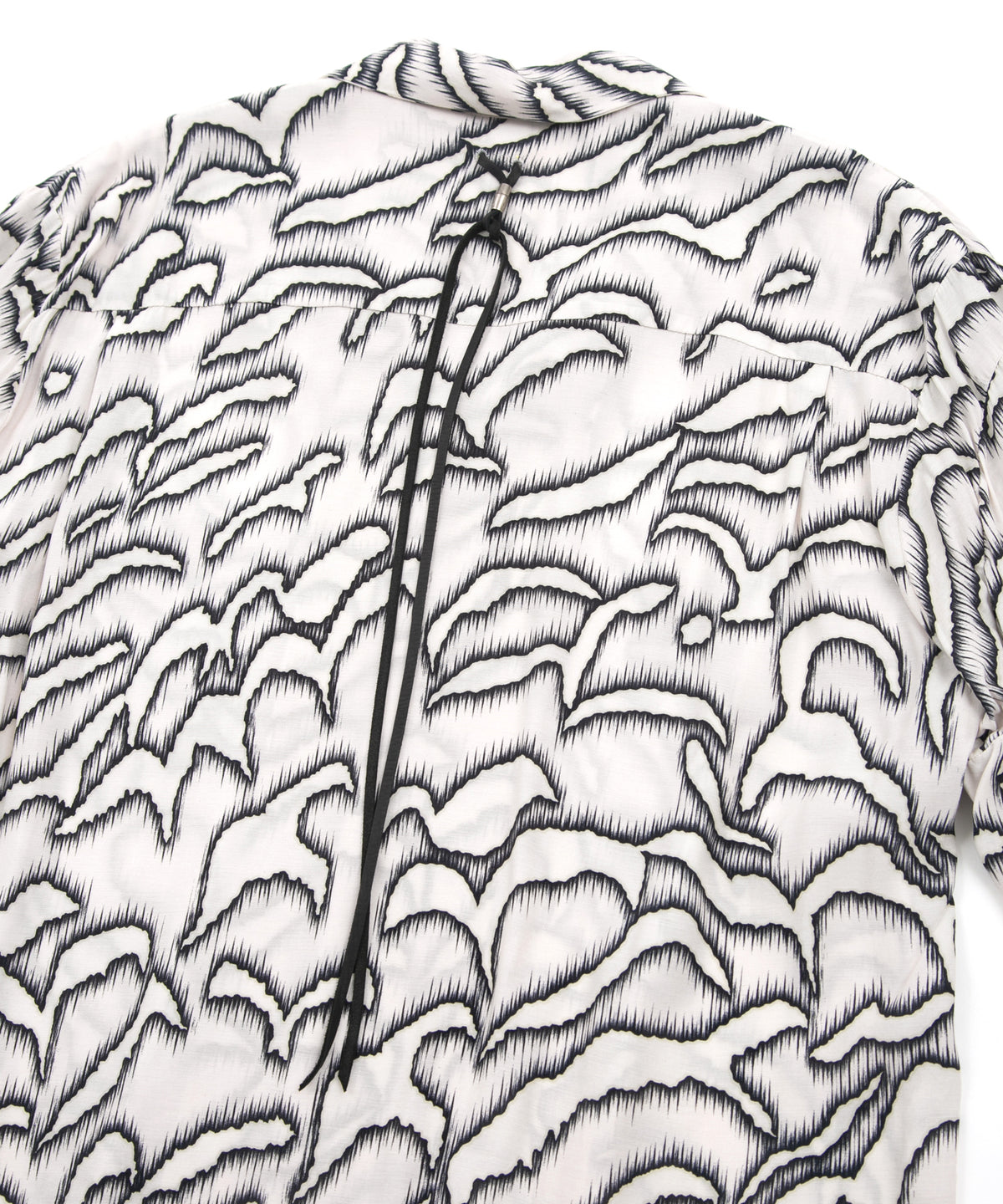 Cupra rayon print L/S open collar shirt - WHITE