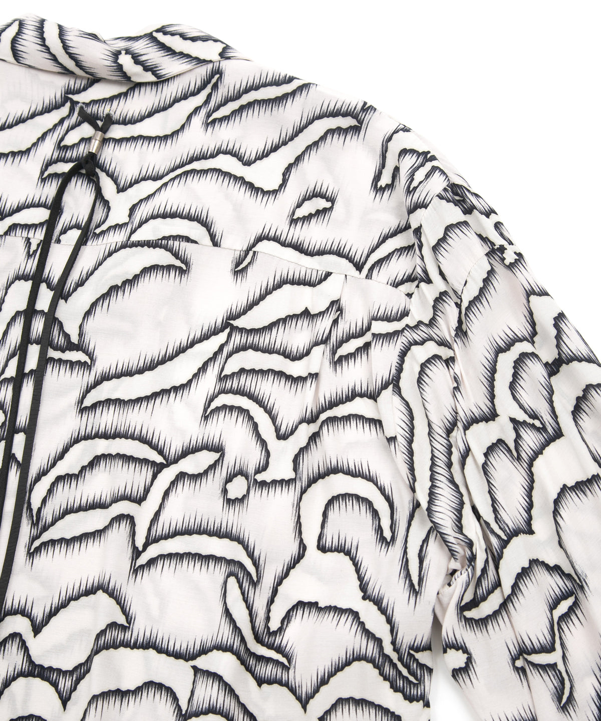 Cupra rayon print L/S open collar shirt - WHITE