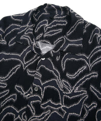 Cupra Rayon Printed L/S Open Collar Shirt - NAVY